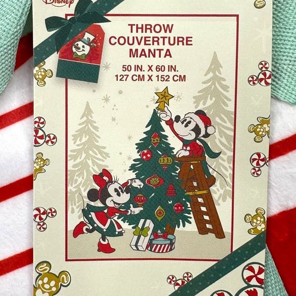 Disney Mickey and Minnie Mouse Holiday Fleece Throw - 50” x 60” - Picture 3 of 5